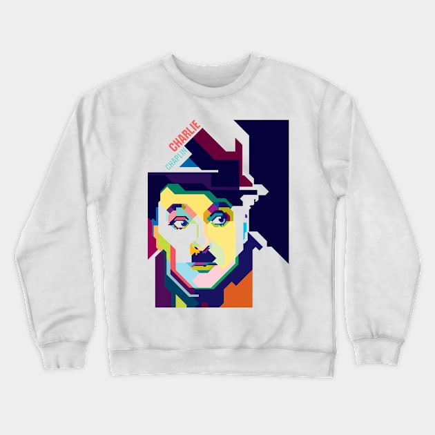 Charlie Chaplin in pop Art WPAP Crewneck Sweatshirt by Mulyadi Walet